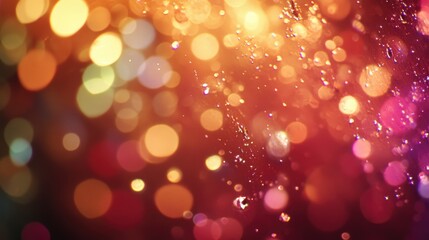 Aufkleber - Magnified water droplets on glass creating vibrant bokeh with warm backlighting and colorful blurred highlights in artistic composition
