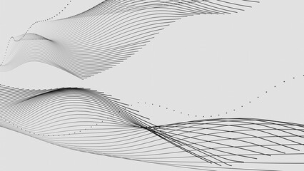Aufkleber - Abstract Minimalist Flowing Lines with Dots on White Background