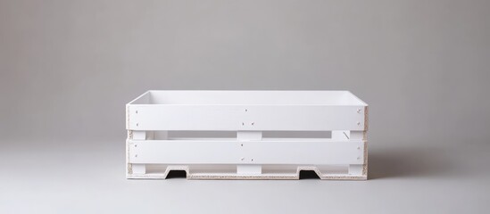 Fototapete - White wooden crate box on minimalistic background perfect for storage and packaging solutions in various industries
