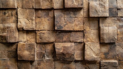 Poster - Textured clay brick wall with vintage appearance showcasing unique patterns and earthy tones for architectural and design backgrounds