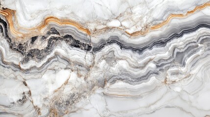 Aufkleber - Elegant white marble texture with intricate grey and gold veins for sophisticated design backgrounds and luxurious interiors.
