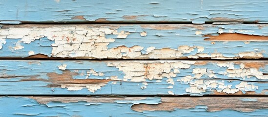 Aufkleber - Weathered blue wooden planks with peeling paint exuding rustic charm and timeless character for artistic interior design projects