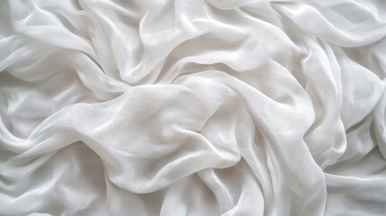 Poster - Smooth white fabric texture with soft gray highlights creating a modern elegant background ideal for design or photography use.