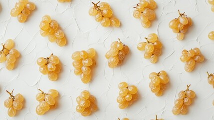 Leinwandbilder - White raisins arranged artistically on a clean white backdrop showcasing their natural texture and color for a fresh and healthy concept