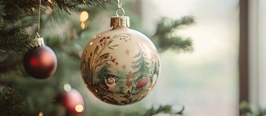 Aufkleber - Vintage Christmas ornament with muted colors perfect for enhancing holiday decor and creating a nostalgic festive atmosphere