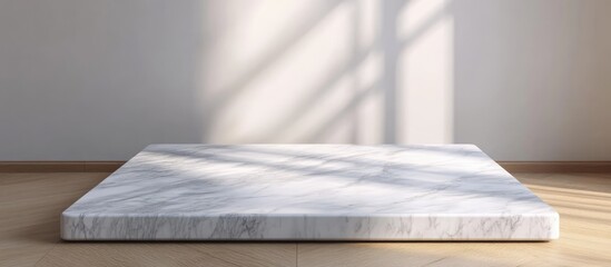 Leinwandbilder - Elegant white marble table top with refined texture and smooth finish perfect for food display and product staging on minimalist background