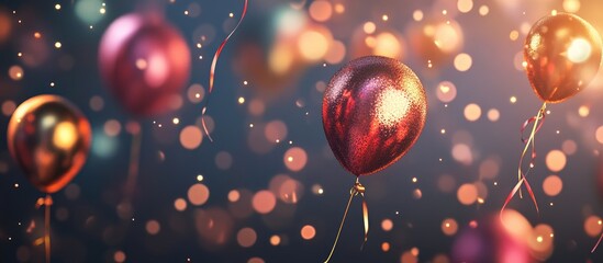 Leinwandbilder - Festive wallpaper with colorful balloons and sparkling bokeh for celebratory events and special occasions
