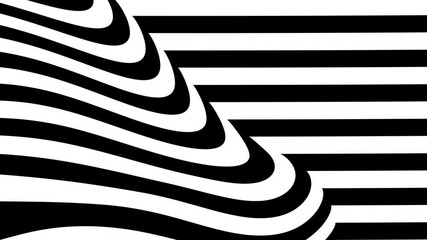 Leinwandbilder - 3d render with abstract simple white and black striped background. Loop 4k futuristic background