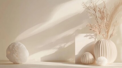 Aufkleber - Elegant white invitation card mockup with decorative elements and soft natural light on a minimalist table setting.