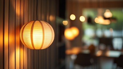 Poster - Warm glow of modern lamp illuminating stylish home interior with soft light accents and contemporary decor elements