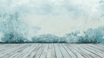 Aufkleber - Vintage wall texture with natural colors and wooden terrace flooring ideal for background use in artistic and design projects.