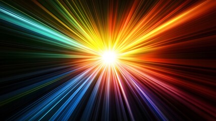 Wall Mural - Vibrant light explosion abstract background digital artwork cosmic environment frontal view energy concept