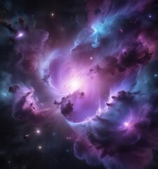 ethereal nebula with swirling purple and blue gases, celestial, astronomy