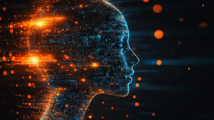 Wall Mural - a woman's face is shown in a computer generated image with a blue