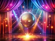 © prapatsorn - Surreal Disco Party Flyer Template: Mirror Ball, Stage Lights, Velvet Curtains