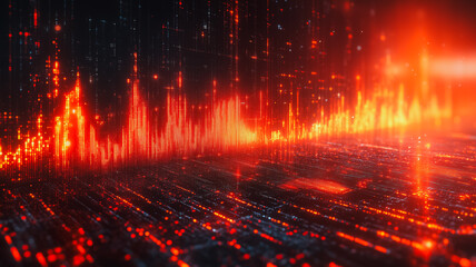 Wall Mural - a computer generated image of a cityscape with red and orange lines and shapes