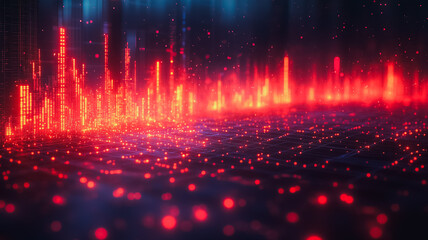 Wall Mural - a red and blue background with a lot of dots and lines