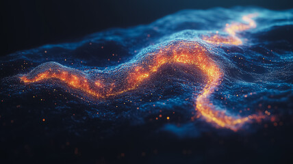 Wall Mural - a blue and orange line with a lot of sparkles