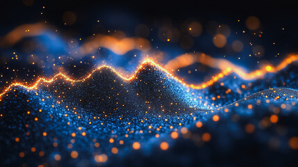 Wall Mural - a blue and orange mountain range with a lot of sparkles