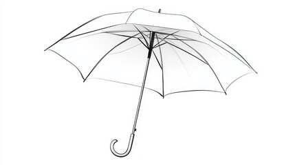 Wall Mural - Line Art Umbrella Illustration, Minimalist Contour Drawing for Coloring Books On White Background