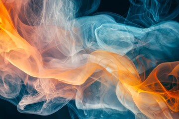 Wall Mural - abstract colorful smoke swirling against a black background.