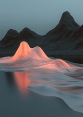 Wall Mural - a mountain range with a large, orange blob in the middle