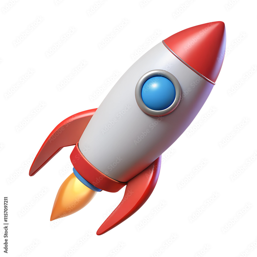 Rocket space ship, isolated on white. 3D rendering Stock Illustration ...