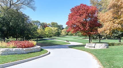 Wall Mural - Scenic Autumn Golf Course Path