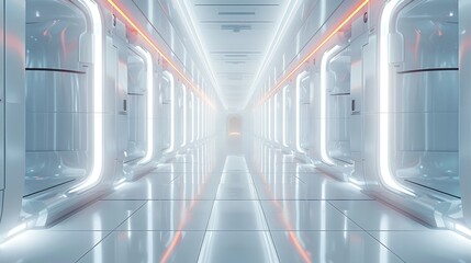 Aufkleber - White minimalist space, high tech, sci-fi, backlit light.