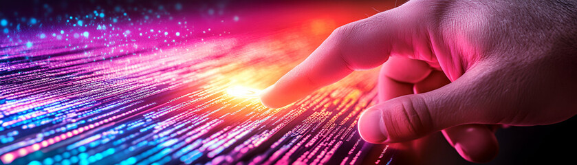 Digital Fingertip, Exploring the Vast Landscape of Code, Illuminating Lines of Data with a Touch, Revealing Secrets of Programming