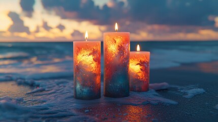 burning candles romantic atmosphere banner