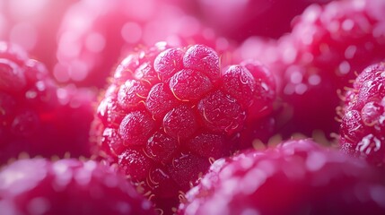 Wall Mural - juicy fresh raspberries on a white background