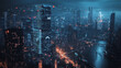 © Teeraphon - Smart digital Innovation city with connection network reciprocity over the cityscape. of future smart wireless digital city and social media networking systems that connects people with in city