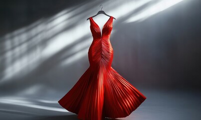 Wall Mural - A red dress is hanging on a hanger