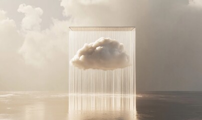 Wall Mural - A cloud is falling from a square shaped structure