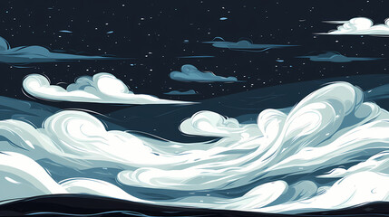 white spindrift clouds moving fast in dark blue sky. cloudscape. nature background. windy weather fo