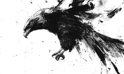 Sticker - A black and white drawing of an eagle