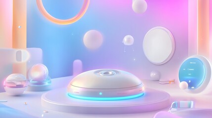 Futuristic abstract design with glowing elements.