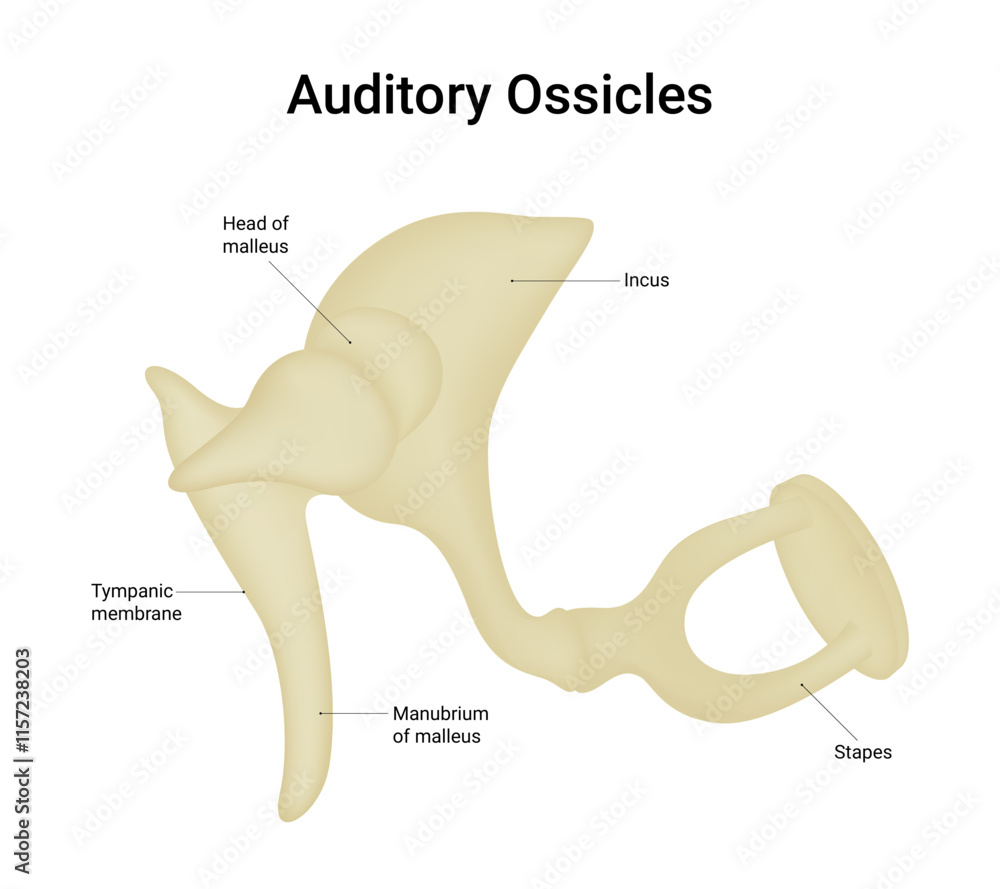 Diagram of Auditory Ossicles Anatomy Stock Vector | Adobe Stock