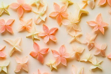 Aufkleber - An artistic display of an elegant floral ensemble in soft pink creams, showcasing the delicate beauty of blossoms and exuding romance and femininity in an ethereal setting.