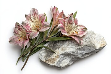 Wall Mural - Alstroemeria flower, isolated top view, white background, high contrast, botanical illustration concept