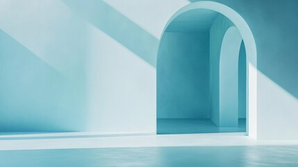Aufkleber - Empty Light Blue Room with Gradient Background