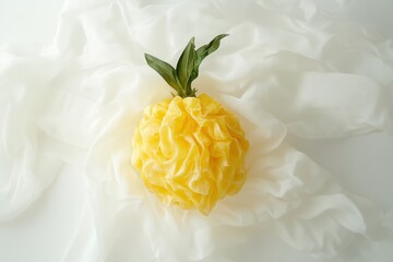 Wall Mural - Isolated sunflower on white background, top view, high contrast, object isolation concept