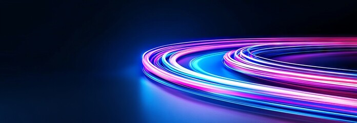 Wall Mural - in the dark, abstract blue light trails create a motion blur effect.