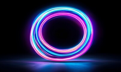 a glow and swirl light effect, accompanied by a circular lens flare and abstract rotating lines on a