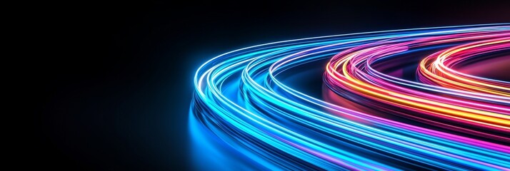 Wall Mural - blurred light trails moving across a dark background.
