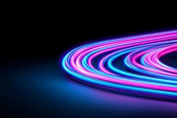 Wall Mural - a dark abstract background featuring neon-glowing, multicolored blurred lines.