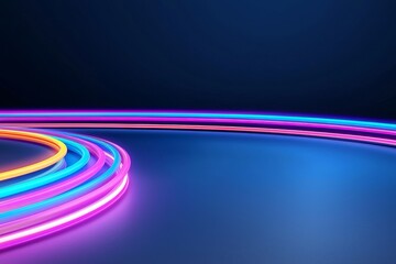Wall Mural - vibrant blurred lines on a dark abstract background with a neon glow.