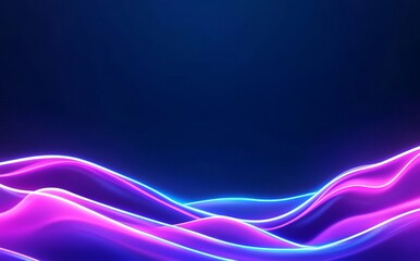 Wall Mural - a dark abstract backdrop with neon lines and a glow, featuring a blue blurred background with light 