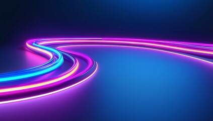 Wall Mural - transform abstract neon lights into a digital technology tunnel. a futuristic background with lines 